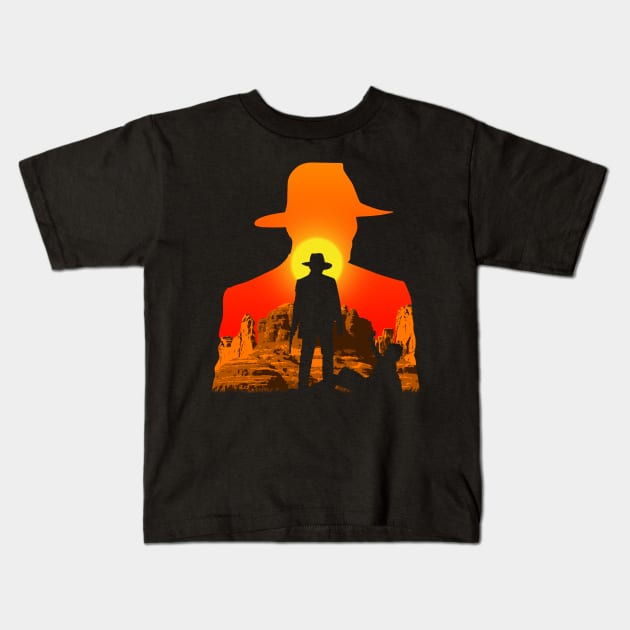 Dark cowboy Kids T-Shirt by Bomdesignz